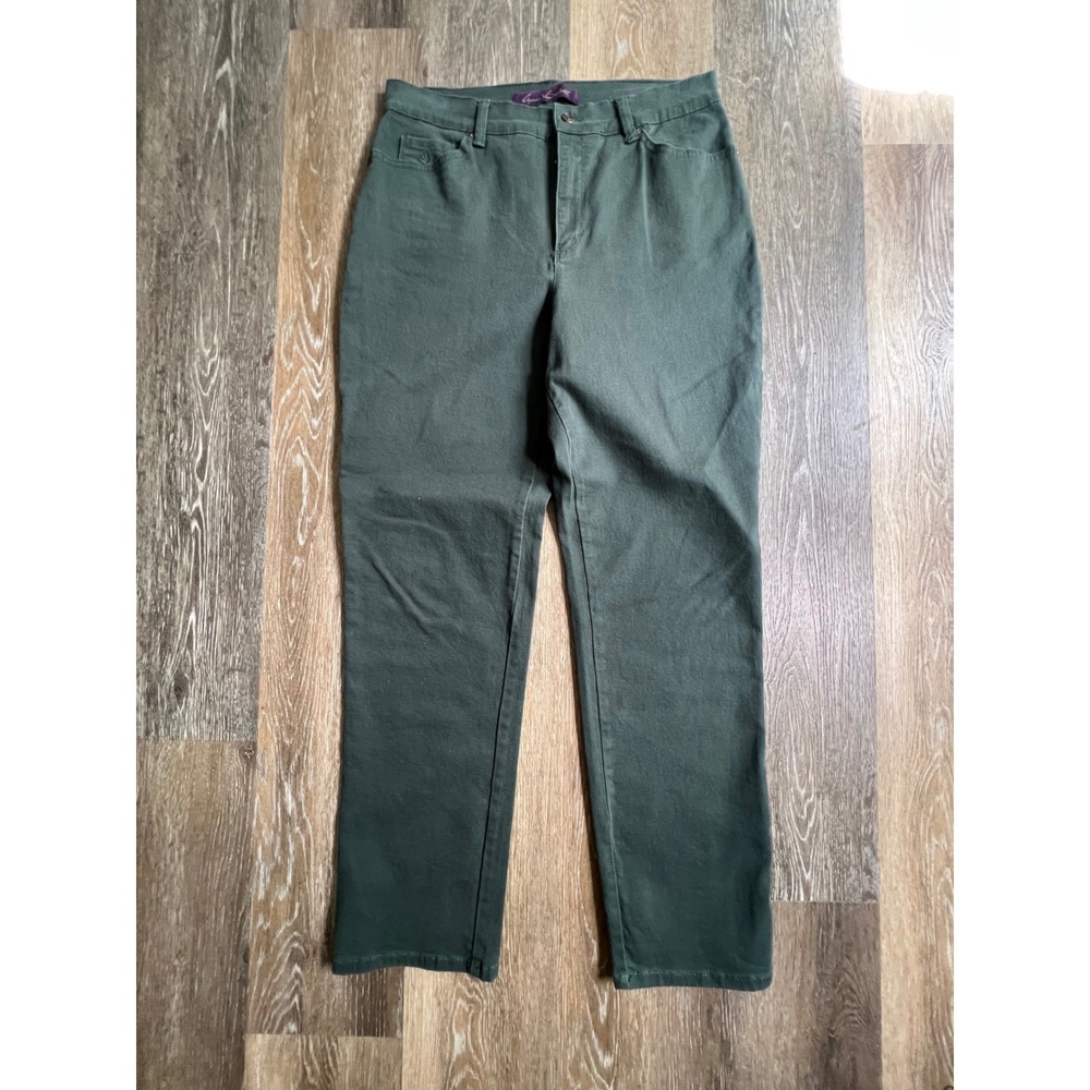 Gloria Vanderbilt Amanda Pants Womens 12 Green High Rise‎ Tapered Straight Leg